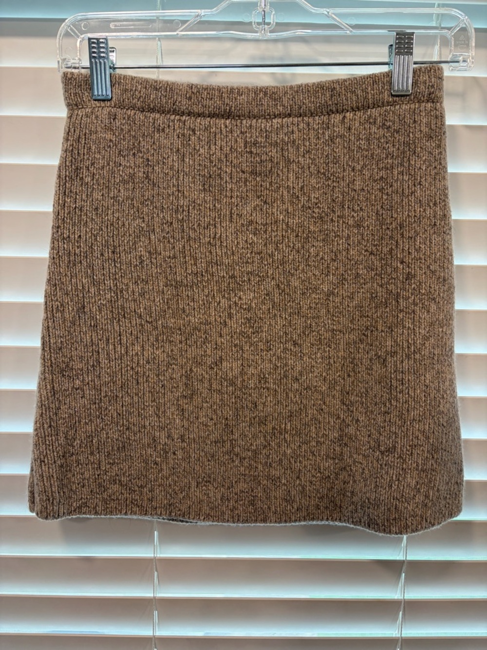 Zara Ribbed Knit Mini Skirt in Heathered Brown